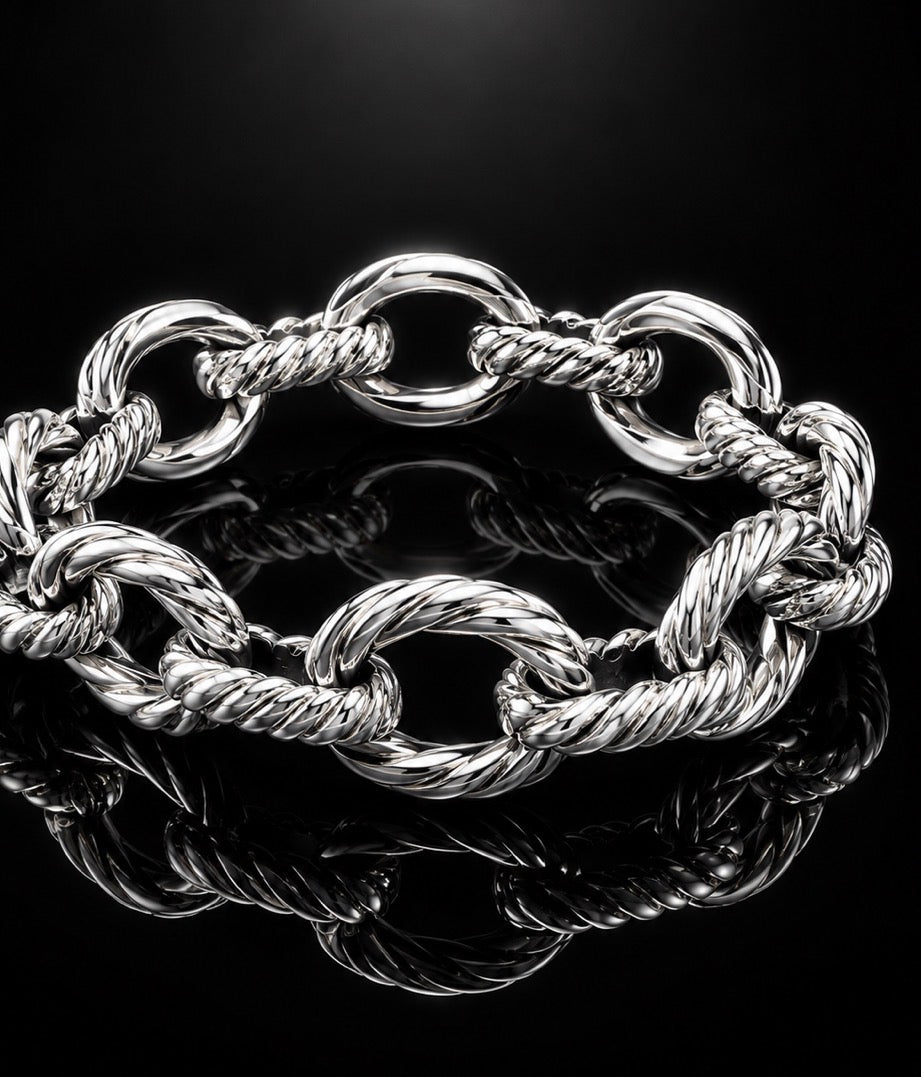 David Yurman Oval Link Chain Bracelet — Sterling Silver, 7.5"