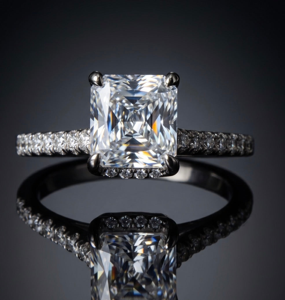 Radiant-Cut Moissanite Ring — 14K White Gold, Size 7