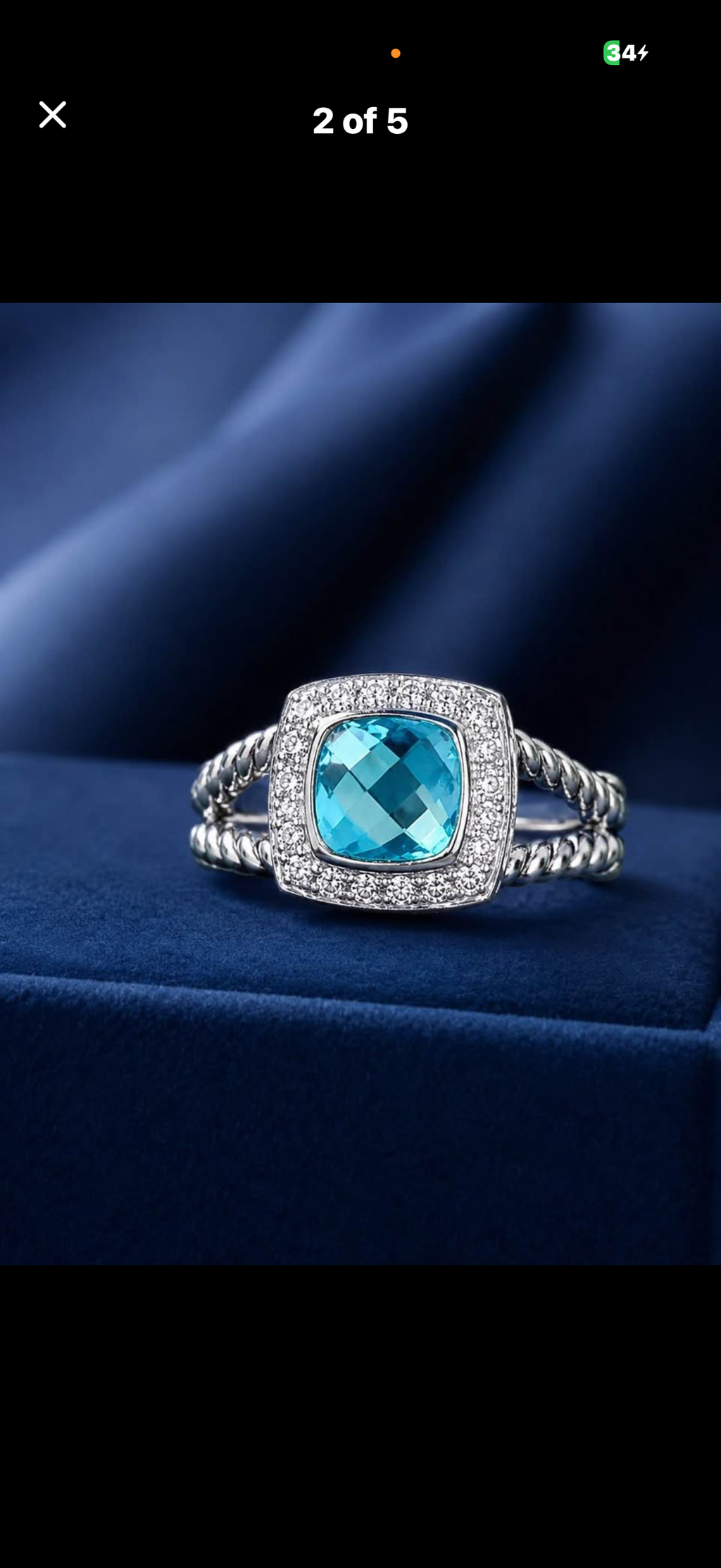 David Yurman Petite Albion Ring — Blue Topaz & Diamonds, Size 7