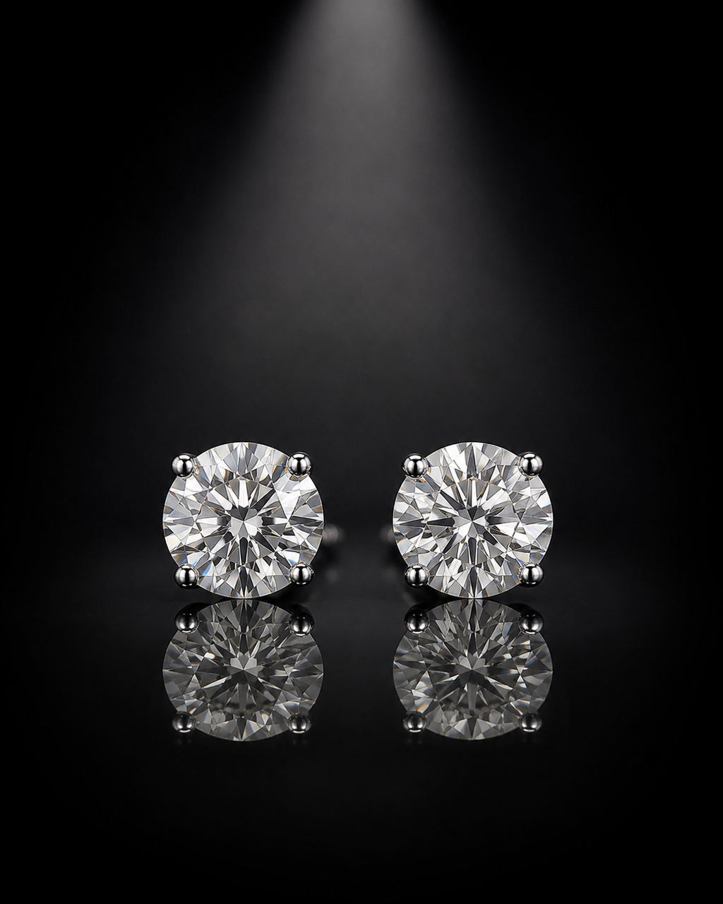 Round Moissanite Stud Earrings — 4 CTW, Platinum