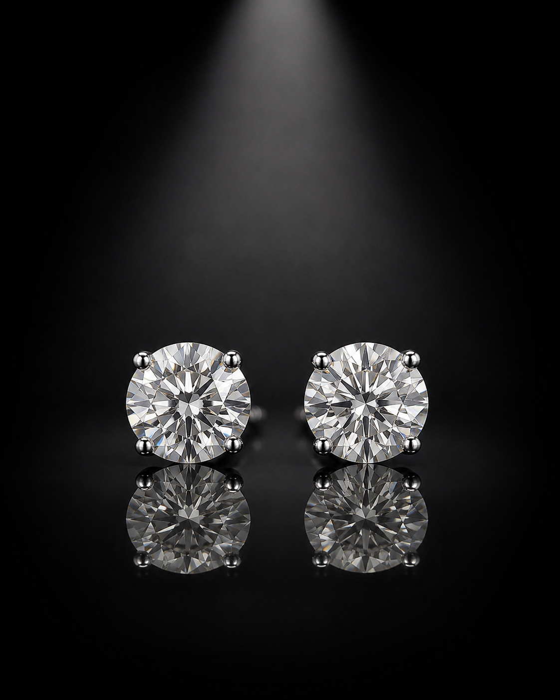 Round Moissanite Stud Earrings — 4 CTW, Platinum