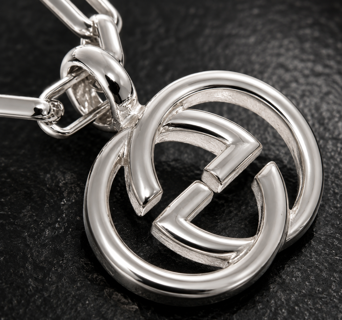 Gucci Interlocking G Pendant Necklace — Sterling Silver, 24"