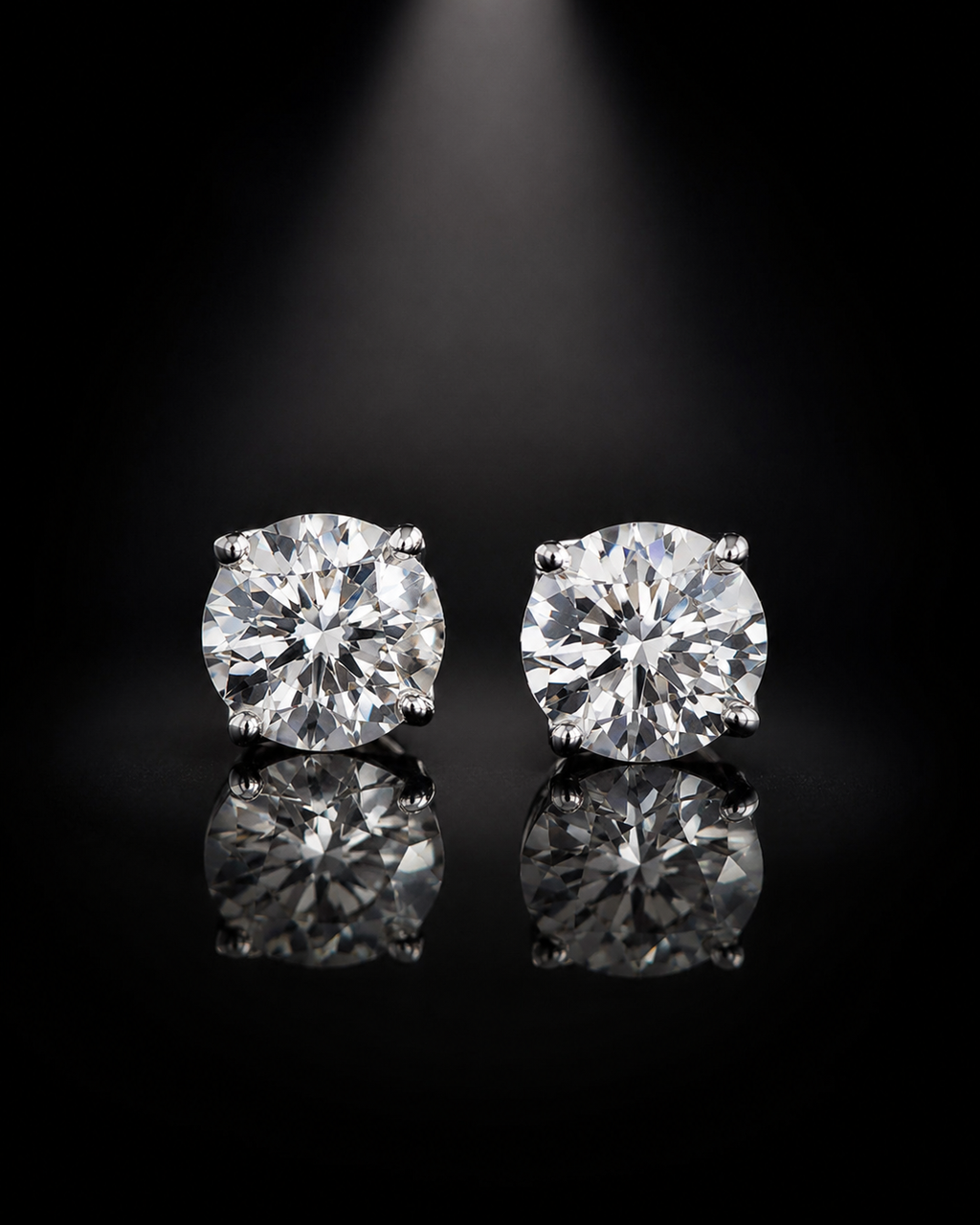 Round Moissanite Stud Earrings — 4 CTW, Platinum