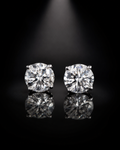 Round Moissanite Stud Earrings — 4 CTW, Platinum
