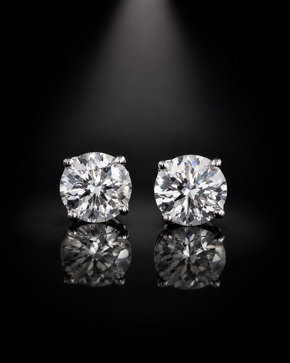 Round Moissanite Stud Earrings — 4 CTW, Platinum