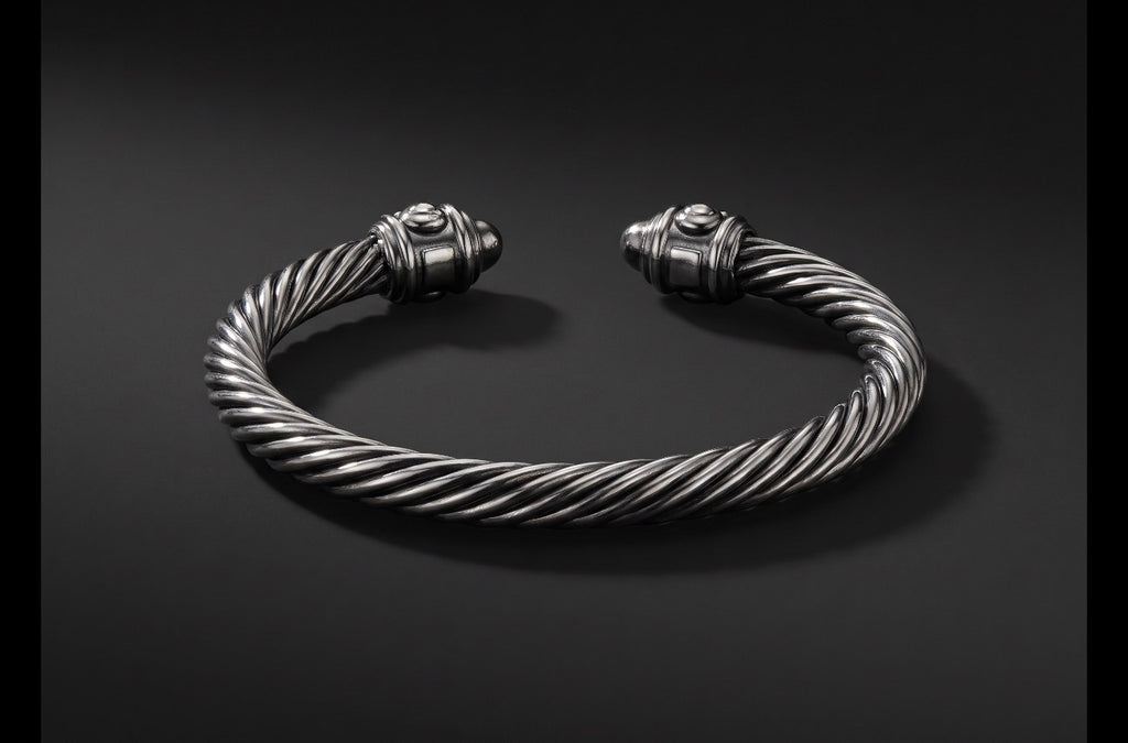 David Yurman Wheaton Cable Cuff Bracelet — Blackened Sterling Silver, 7mm