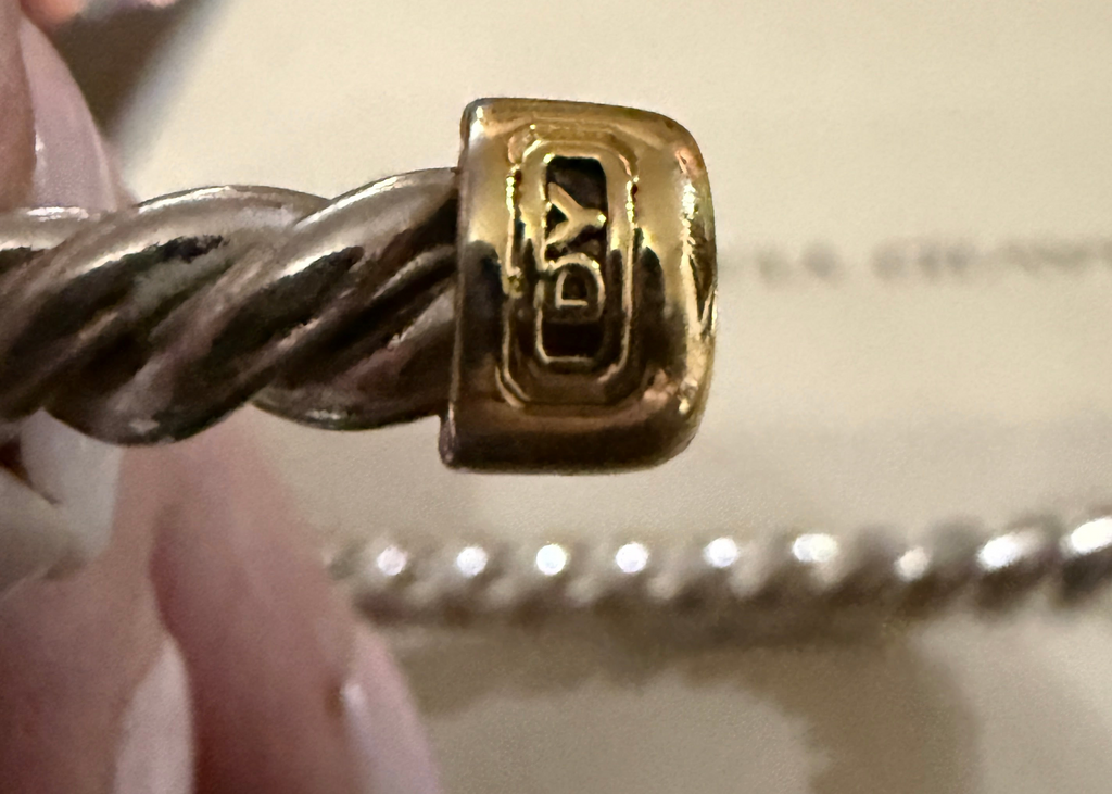 David Yurman Cable Cuff Bracelet — Sterling Silver & 18K Gold, 6mm, Men's