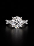 2.5 CTW round lab-grown diamond crossover pavé ring in platinum, front view