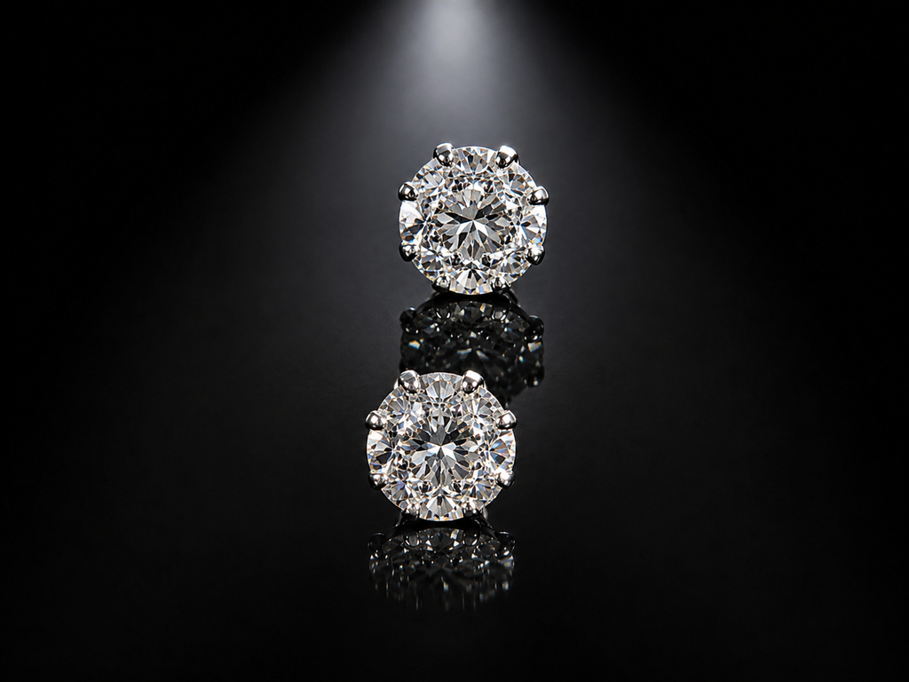 Round Moissanite Stud Earrings — 4 CTW, Platinum