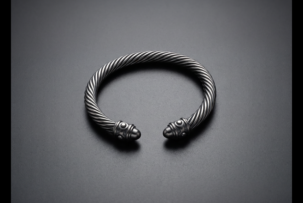 David Yurman Wheaton Cable Cuff Bracelet — Blackened Sterling Silver, 7mm