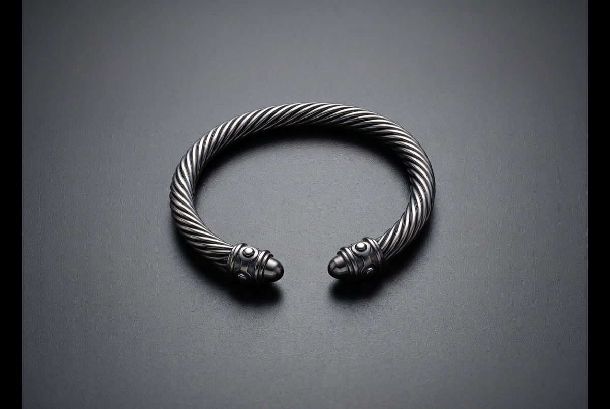 David Yurman Wheaton Cable Cuff Bracelet — Blackened Sterling Silver, 7mm