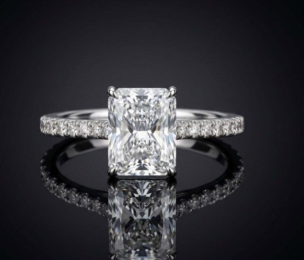 Radiant-Cut Moissanite Ring — 14K White Gold, Size 7