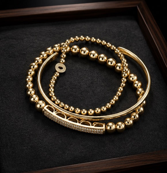 Ross-Simons Gold Bracelet Stack — 3-Piece Set, 18k Gold Plated