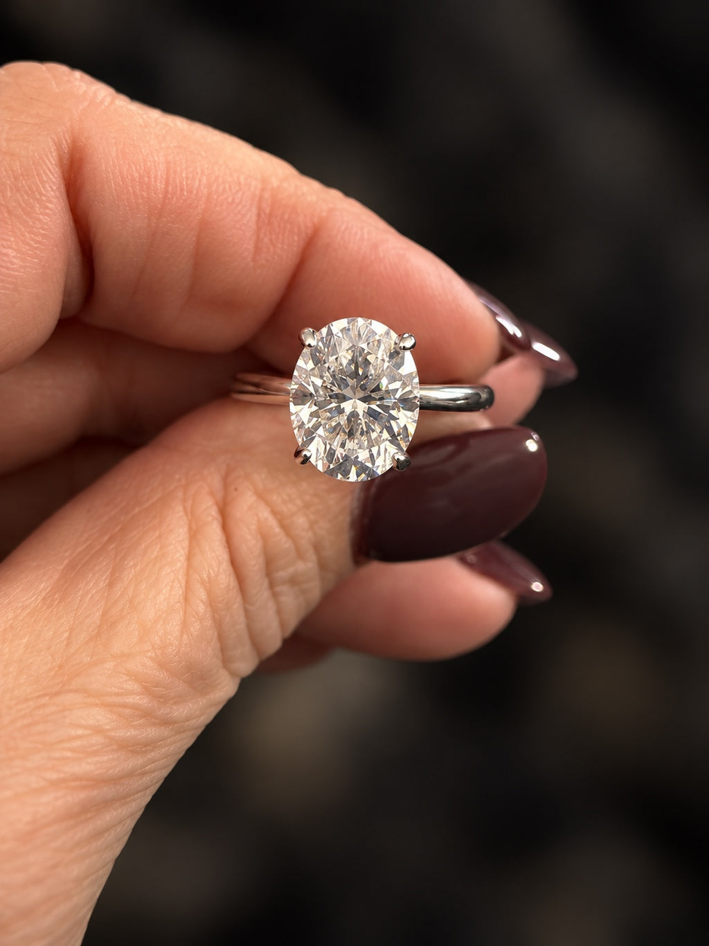 3 Carat Oval-Cut Lab-Grown Diamond Solitaire Ring — Platinum, Size 8