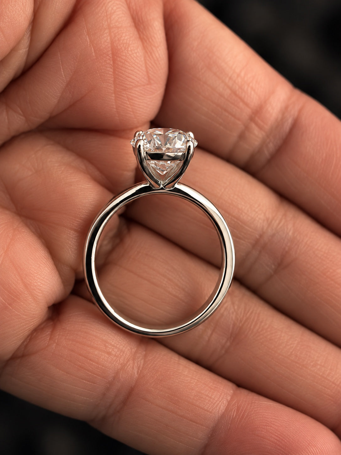 3 Carat Oval-Cut Lab-Grown Diamond Solitaire Ring — Platinum, Size 8