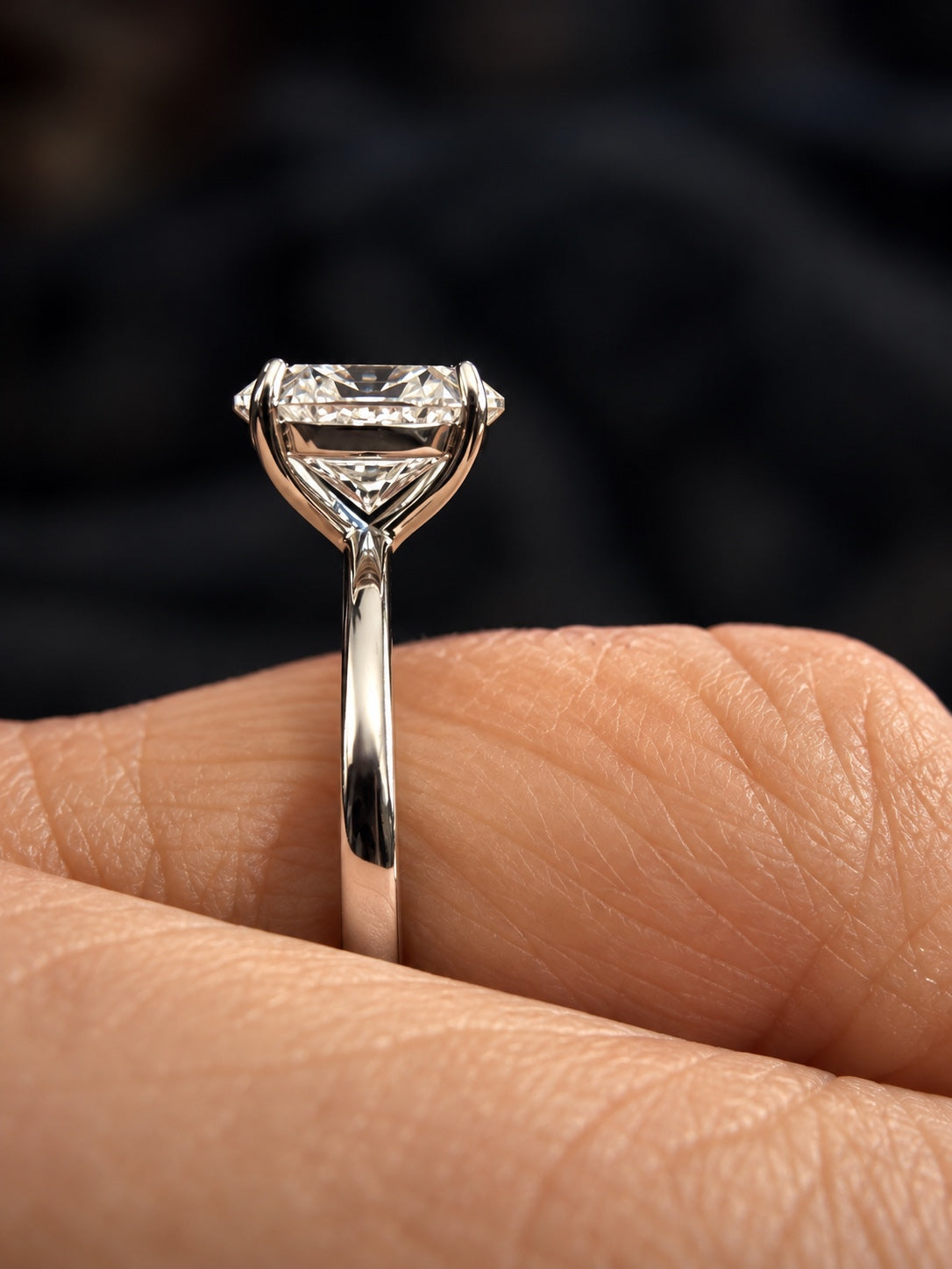 3 Carat Oval-Cut Lab-Grown Diamond Solitaire Ring — Platinum, Size 8