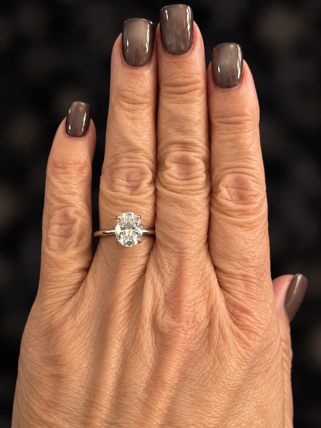 3 Carat Oval-Cut Lab-Grown Diamond Solitaire Ring — Platinum, Size 8