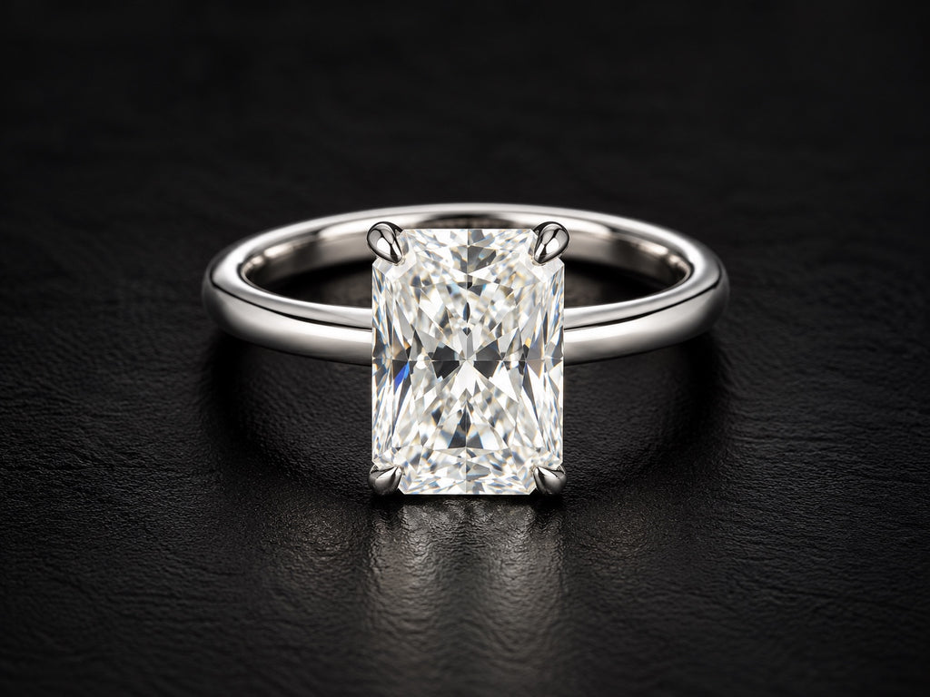 3 carat radiant-cut lab-grown diamond solitaire ring in platinum