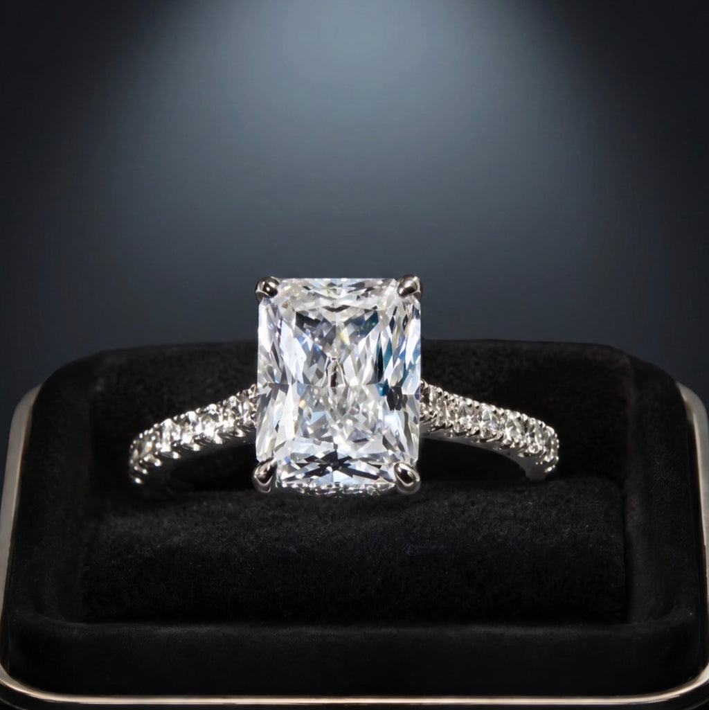 Radiant-Cut Moissanite Ring — 14K White Gold, Size 7