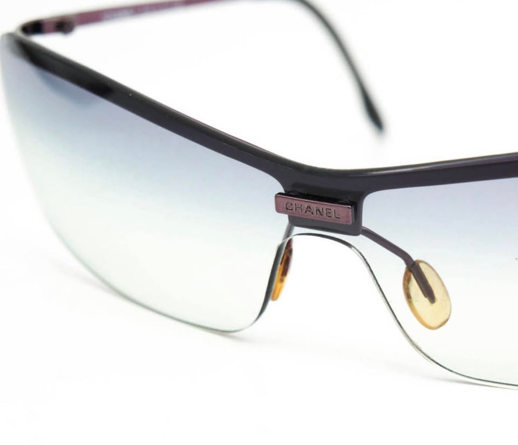 Chanel 4043 Rimless Mono-Lens Sunglasses, Plum — Vintage Y2K