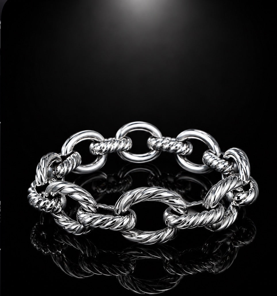 David Yurman Oval Link Chain Bracelet — Sterling Silver, 7.5"