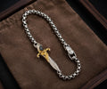 David Yurman Waves Dagger Bracelet — Silver &amp; 18K Gold, 8.5"
