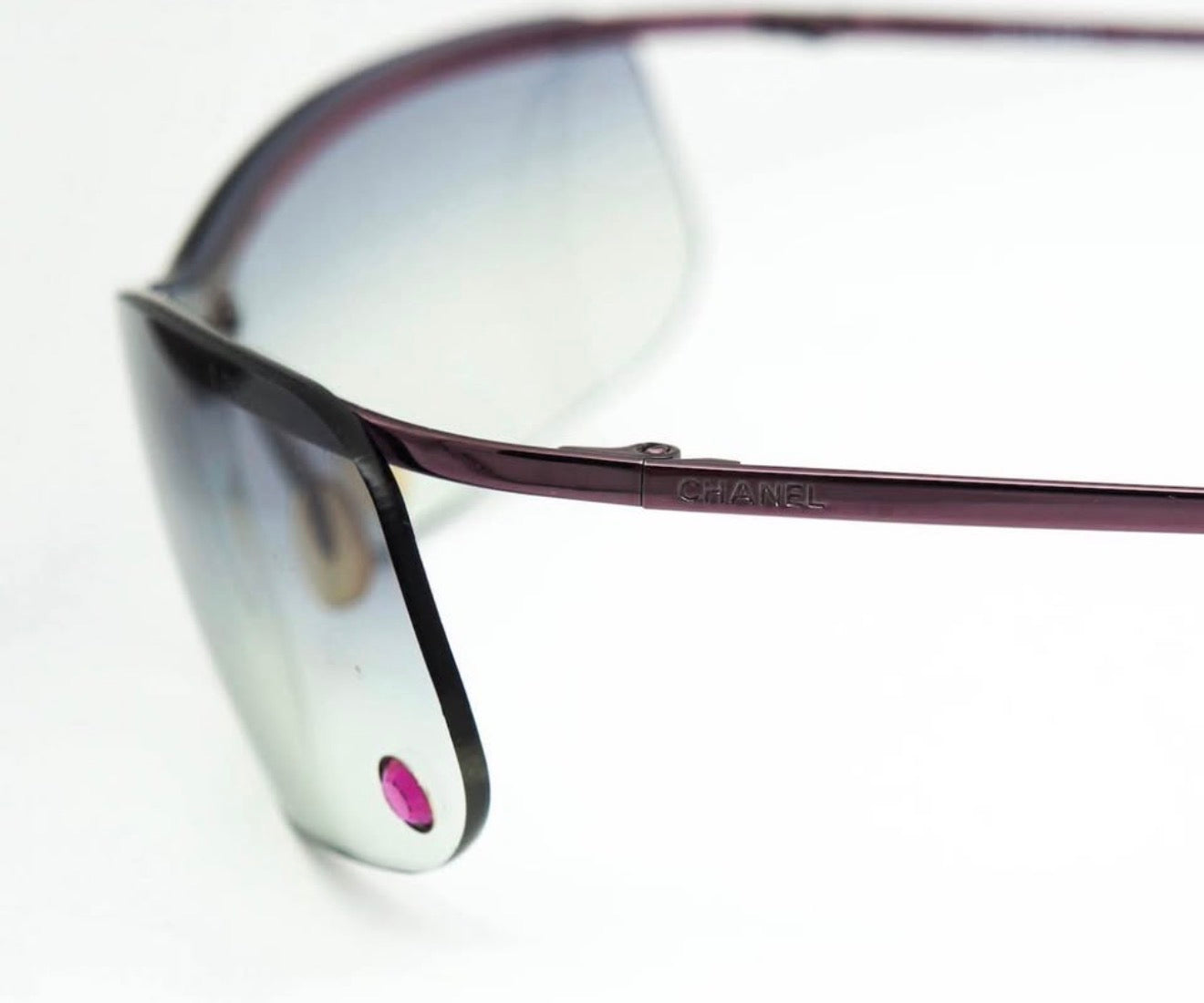 Chanel 4043 Rimless Mono-Lens Sunglasses, Plum — Vintage Y2K