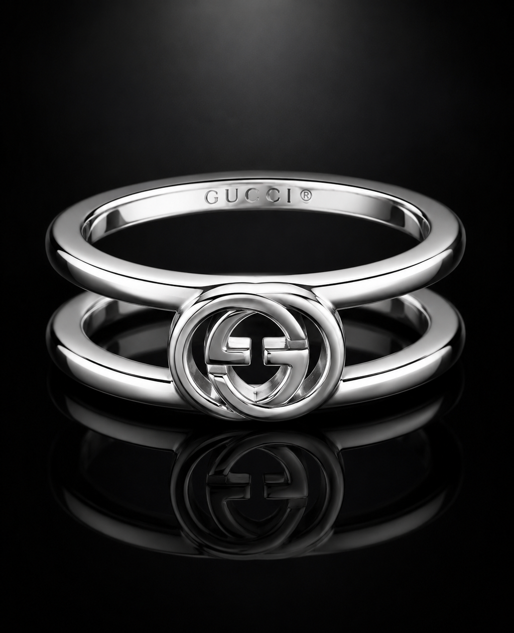 Gucci Double G Torchon Ring — Sterling Silver, Size 7