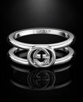 Gucci Double G Torchon Ring — Sterling Silver, Size 7