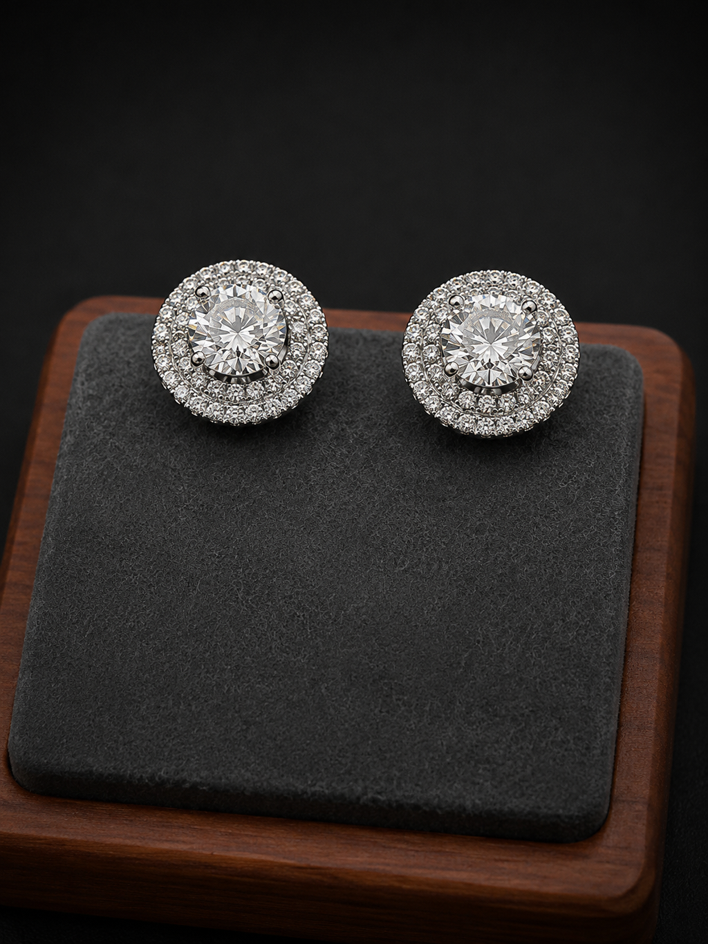 Pavé Infinity-Style Stud Earrings — Sterling Silver