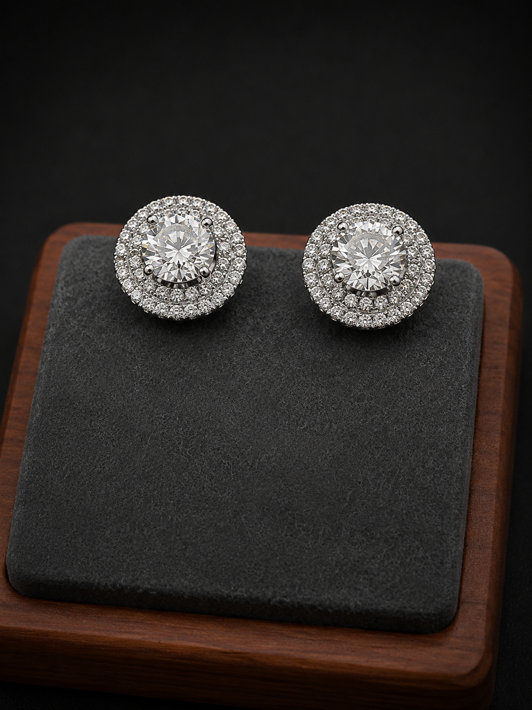 Pavé Infinity-Style Stud Earrings — Sterling Silver