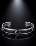 Gucci Interlocking G Cuff Bracelet — Silver & Black Enamel, Medium