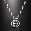 Gucci Interlocking G Pendant Necklace — Sterling Silver, 24"