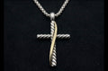 David Yurman Crossover Cross Necklace — Sterling Silver & 18k Gold, 20"