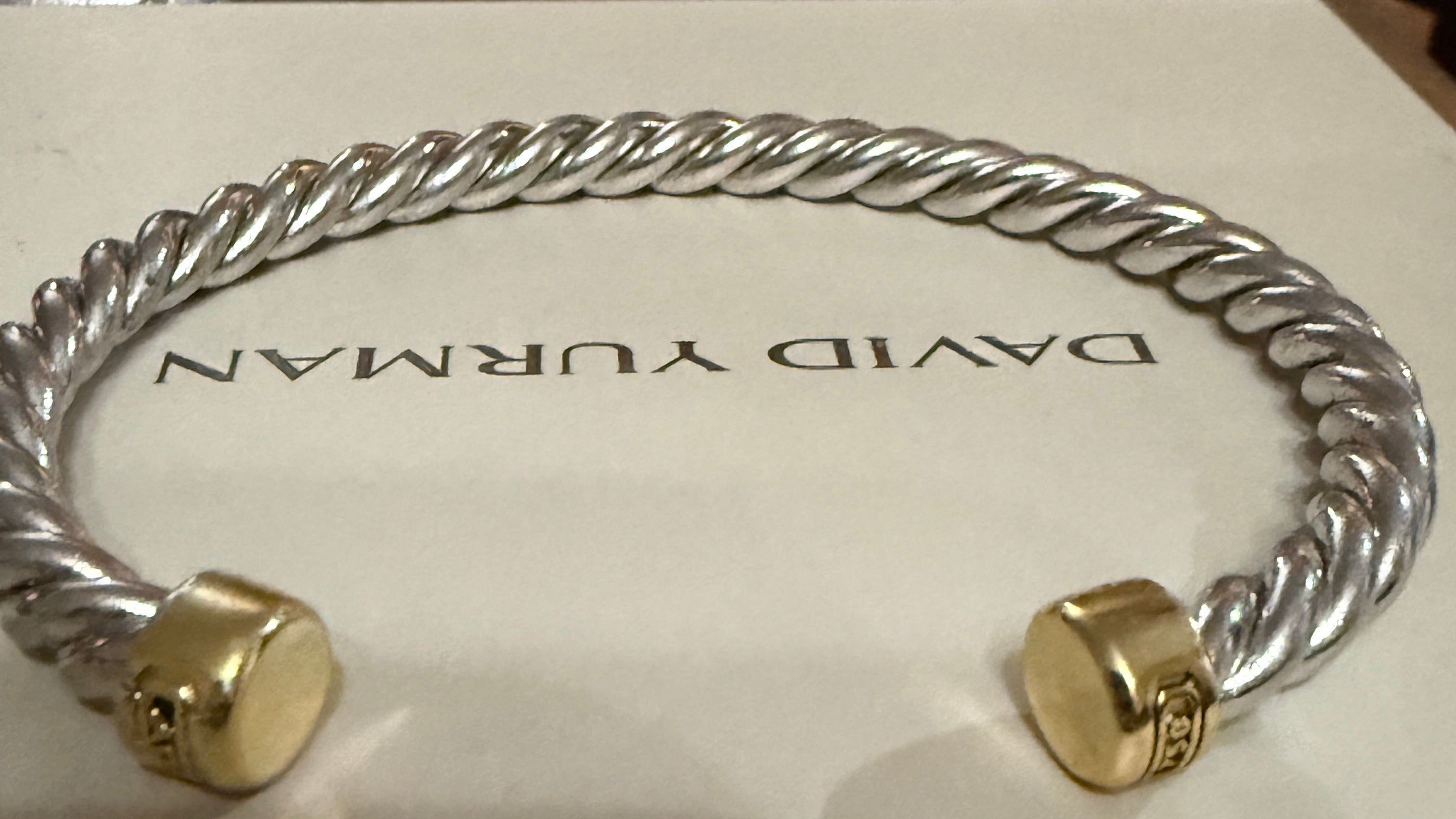 David Yurman Cable Cuff Bracelet — Sterling Silver & 18K Gold, 6mm, Men's