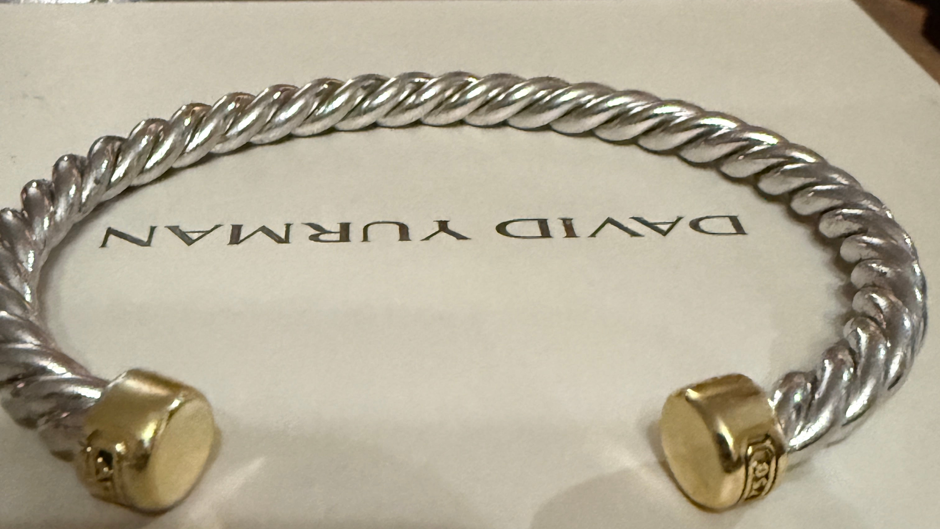 David Yurman Cable Cuff Bracelet — Sterling Silver & 18K Gold, 6mm, Men's