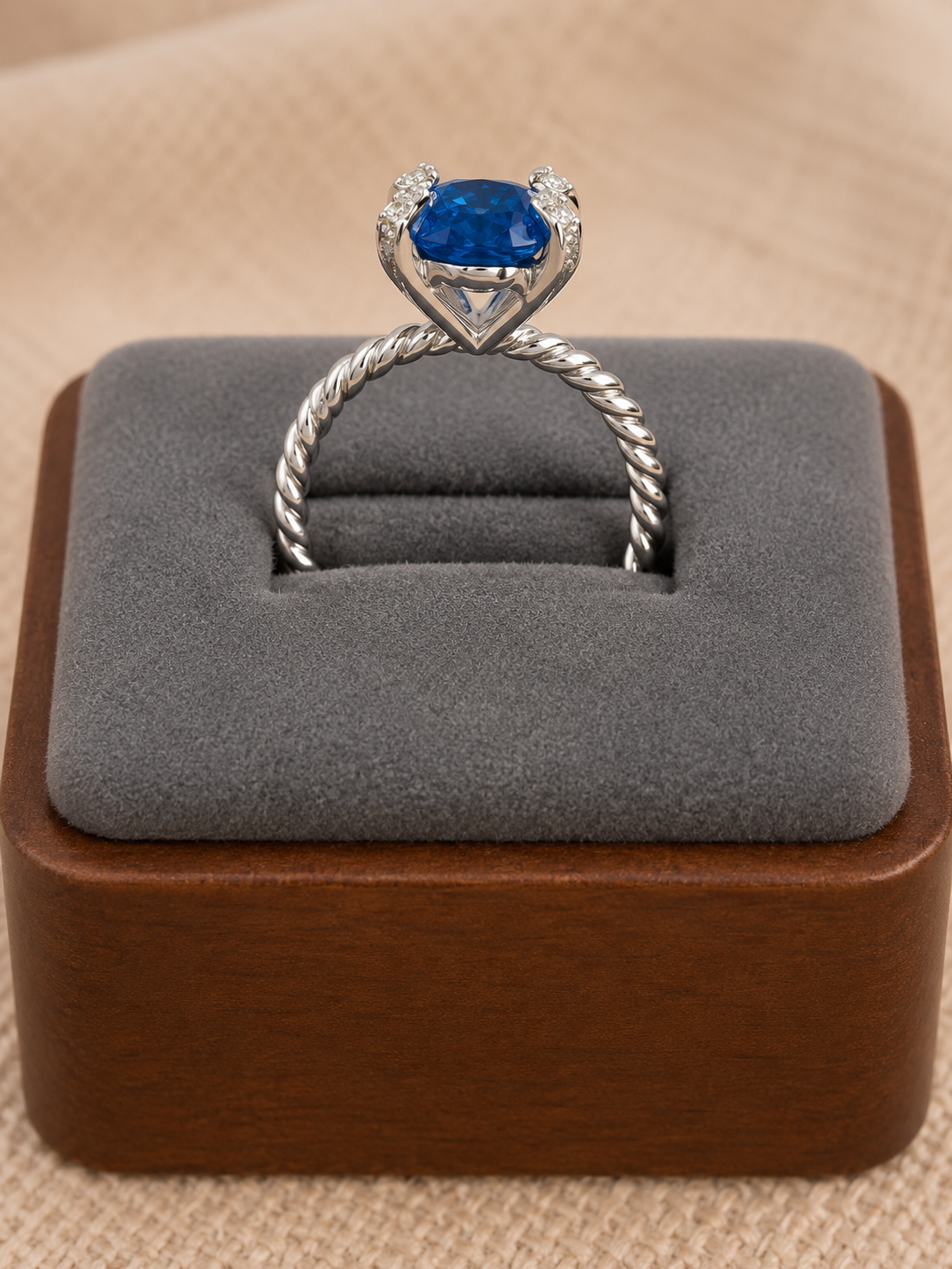 David Yurman Chatelaine Ring — Deep Blue Topaz &amp; Diamonds, Size 7