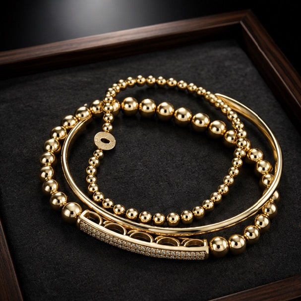 Ross-Simons Gold Bracelet Stack — 3-Piece Set, 18k Gold Plated