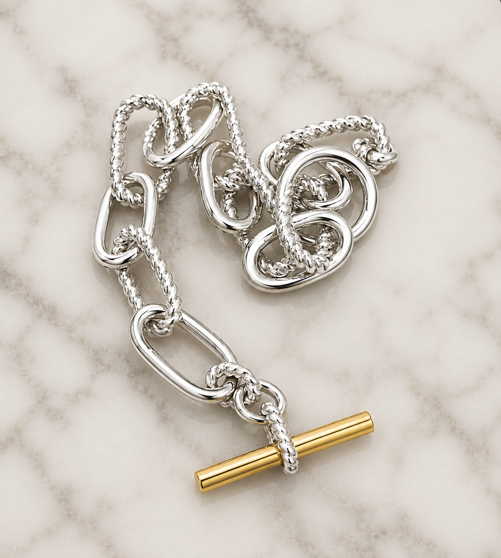 David Yurman Lexington Chain Bracelet — Sterling Silver & 18K Gold