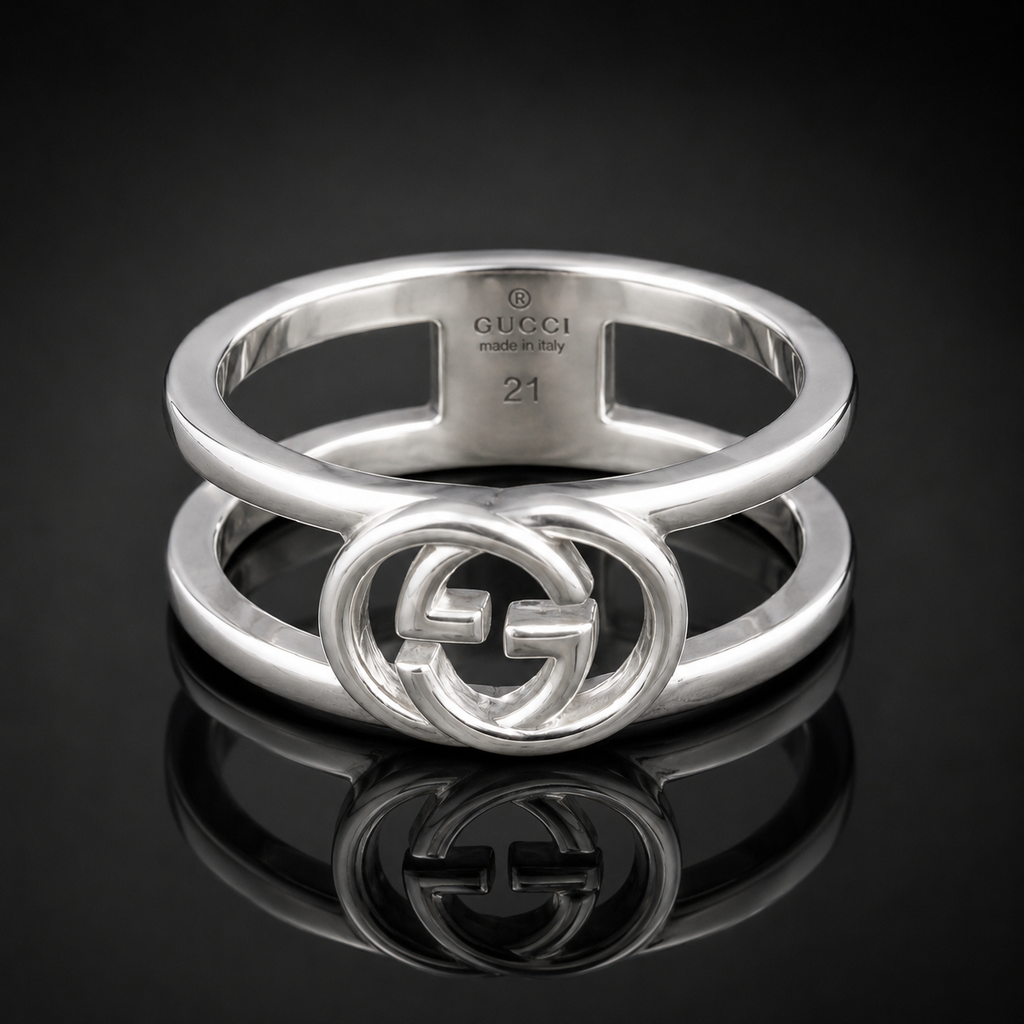 Gucci Double G Torchon Ring — Sterling Silver, Size 7