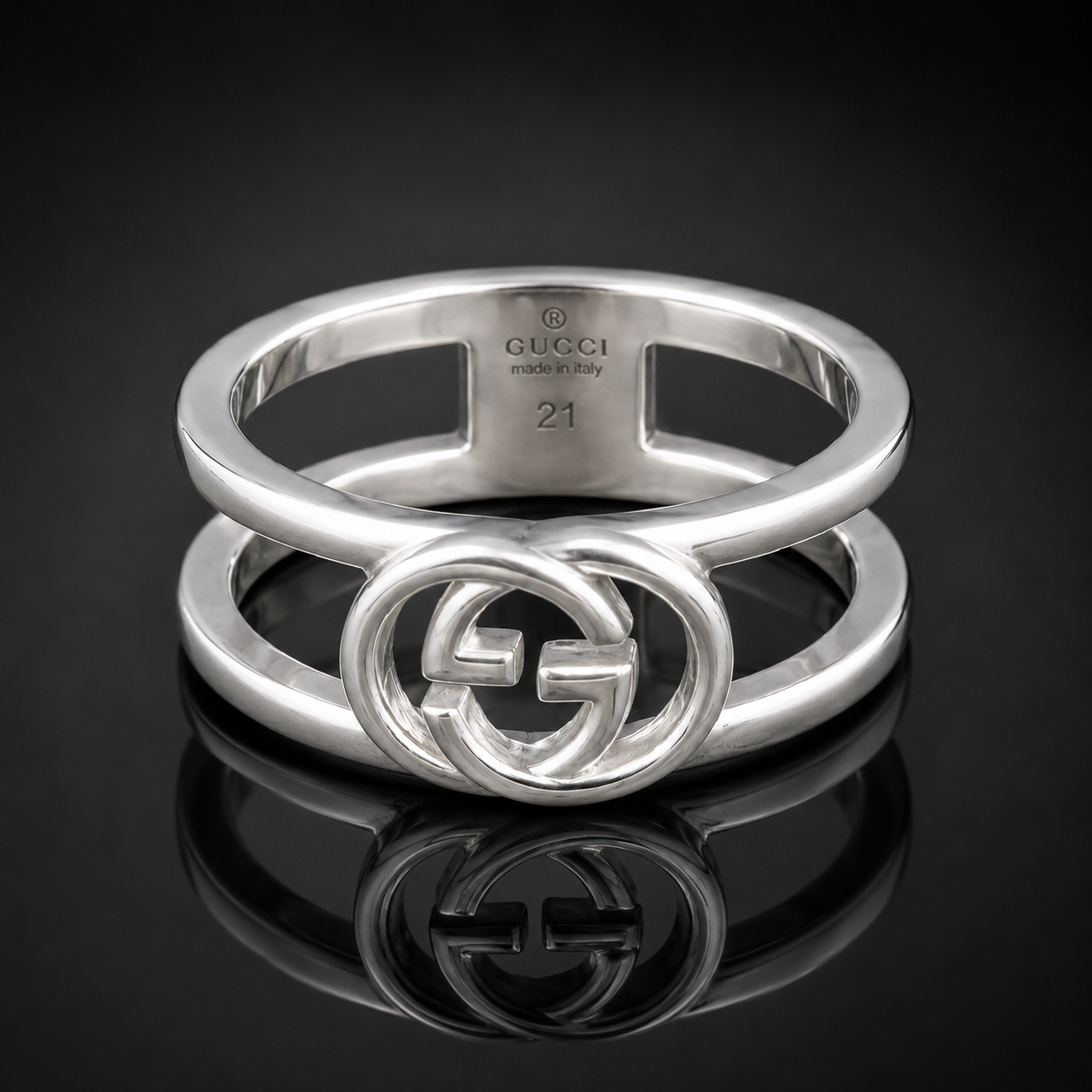 Gucci Double G Torchon Ring — Sterling Silver, Size 7