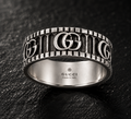 Gucci Double G Column Ring — Aged Sterling Silver, Size 7