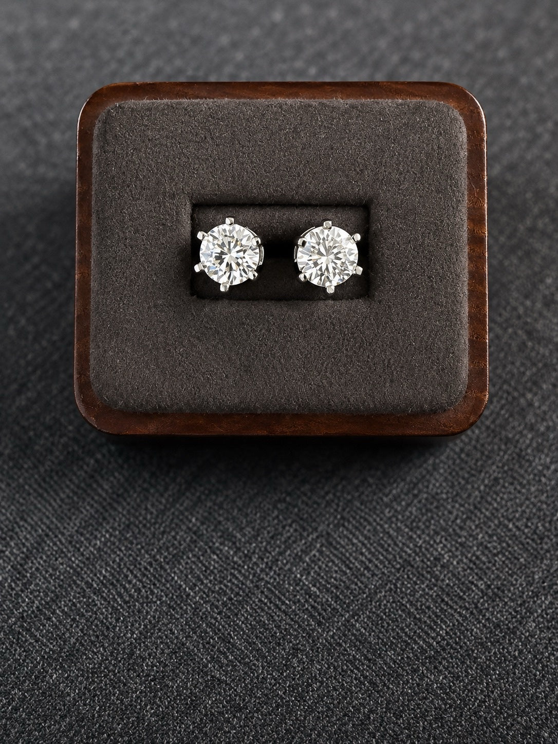 6 CTW lab-grown diamond stud earrings platinum presentation box