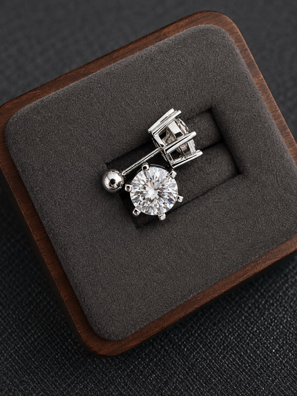 6 CTW lab-grown diamond stud earrings platinum side profile