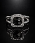 David Yurman Petite Wheaton Ring — Black Onyx & Diamonds, Size 7