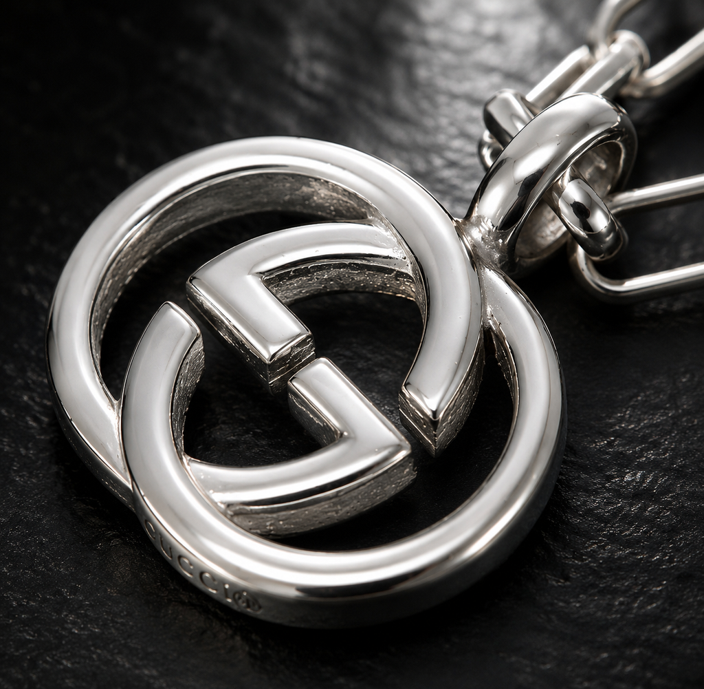 Gucci Interlocking G Pendant Necklace — Sterling Silver, 24"