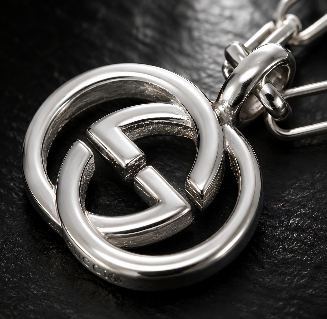 Gucci Interlocking G Pendant Necklace — Sterling Silver, 24"