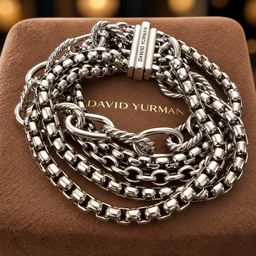 Sterling silver multi-chain bracelet, alternate view