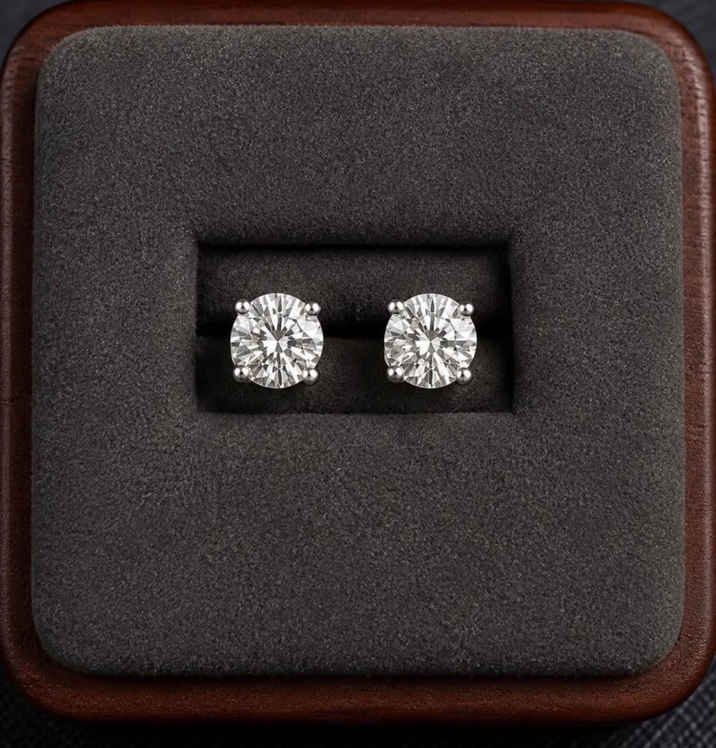 House of PHNX 4 CTW Lab-Grown Diamond Stud Earrings — Platinum, Screw Back