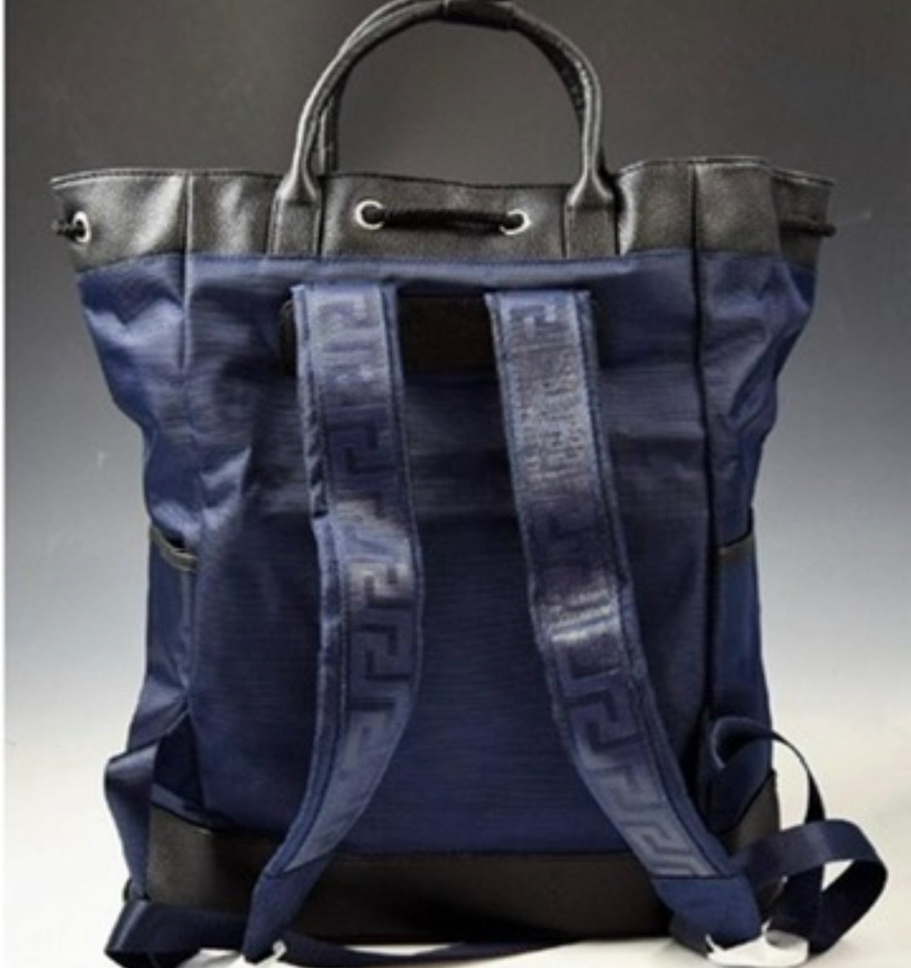Versace Parfums Convertible Backpack Tote — Navy Nylon